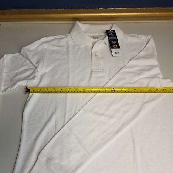 Men's Lee Uniforms 2-Button White Sport Style Pique Polo Long Sleev - Sz L - NWT - Picture 3 of 7
